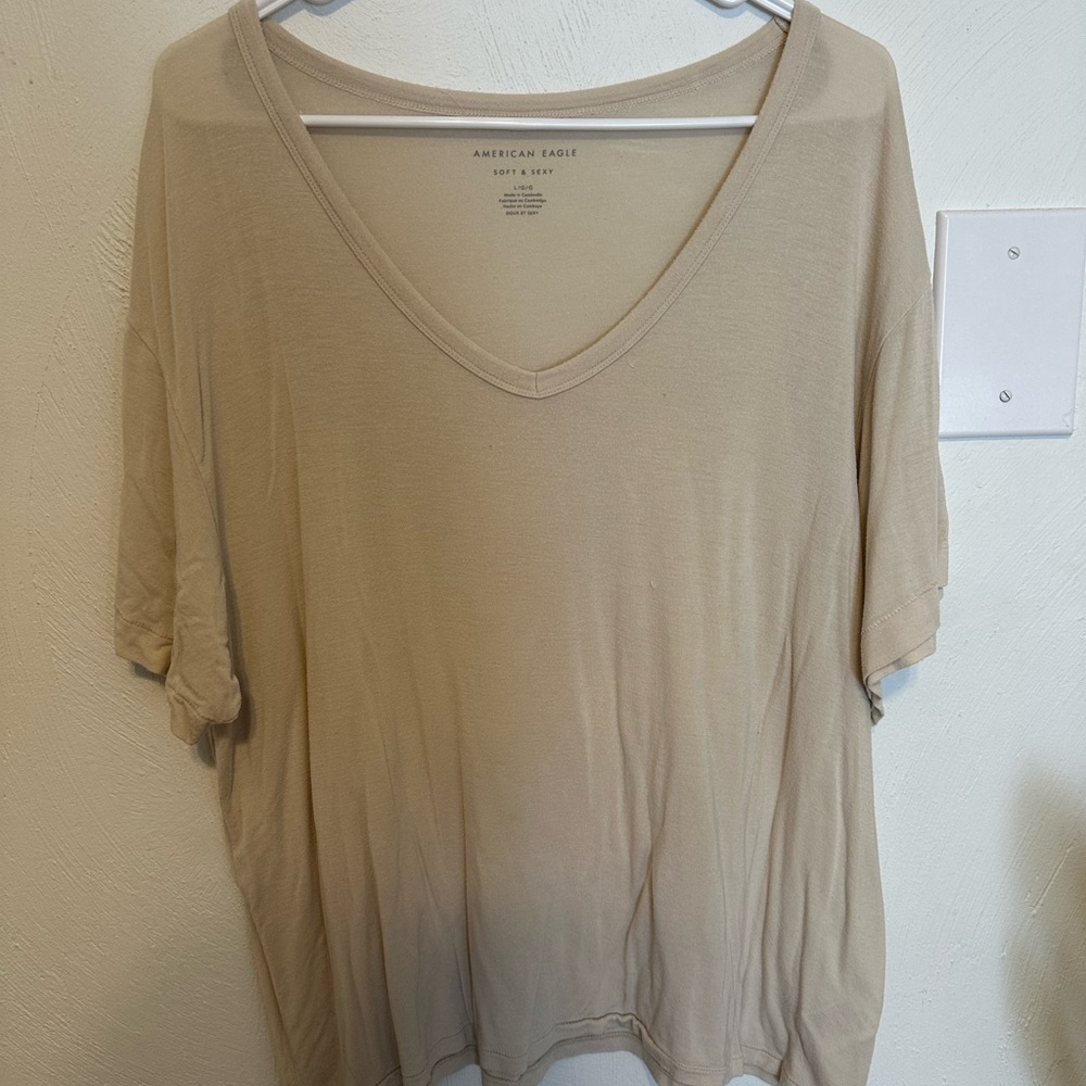 American Eagle Outfitters Soft and Sexy Tan shirt L